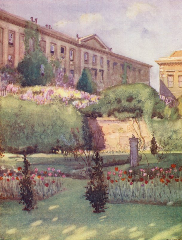 Worcester College fra provstens have (farvelitografi) af William Ainsworth Wildman