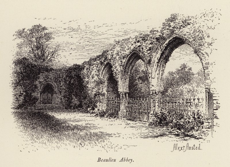 Beaulieu Abbey (kobberstik) af William Alexander Ansted