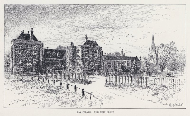 Ely Palace, Hovedfronten (gravering) af William Alexander Ansted