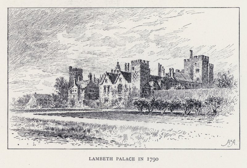 Lambeth Palace i 1790 (gravering) af William Alexander Ansted