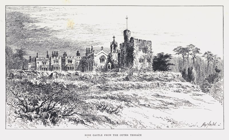Rose Castle fra den ydre terrasse (gravering) af William Alexander Ansted