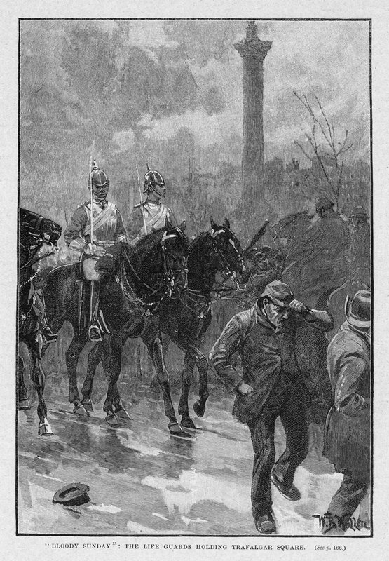 Blodig søndag: Livgarden holder Trafalgar Square af William Barnes Wollen