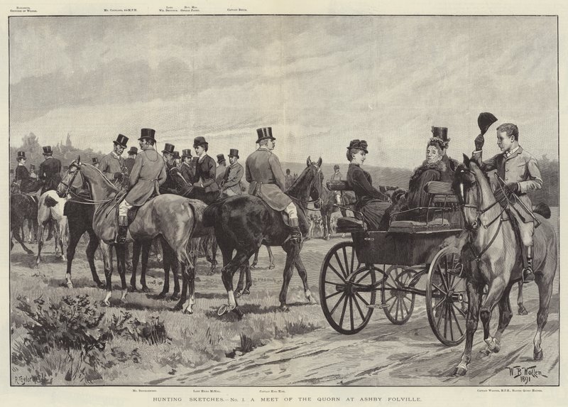 Hunting Sketches, a Meet of the Quorn i Ashby Folville af William Barnes Wollen