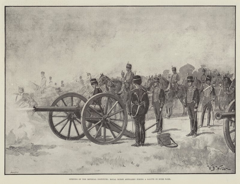 Åbning af Imperial Institute, Royal Horse Artillery affyrer en salut i Hyde Park af William Barnes Wollen