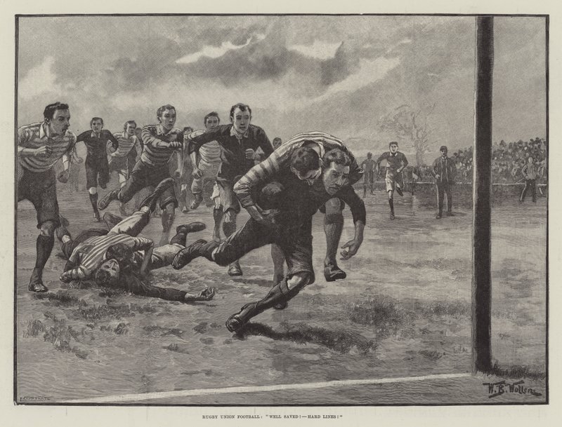 Rugby Union Football, godt reddet! Hårde linjer! af William Barnes Wollen