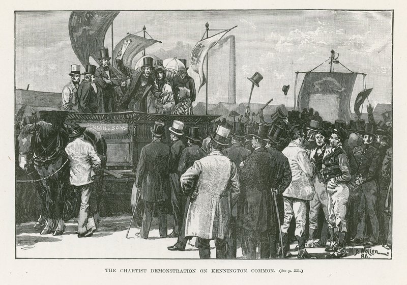 Chartist-demonstrationen på Kennington Common, London af William Barnes Wollen