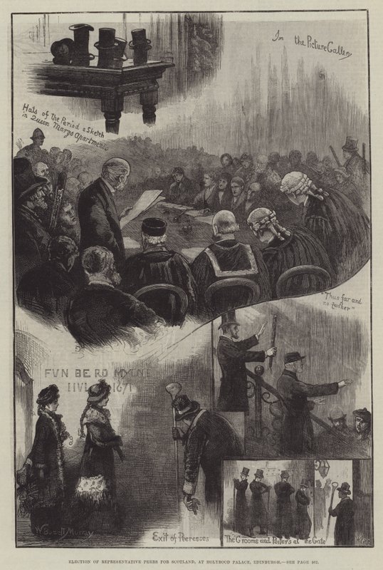 Valg af repræsentanter for jævnaldrende for Skotland i Holyrood Palace, Edinburgh af William Bazett Murray
