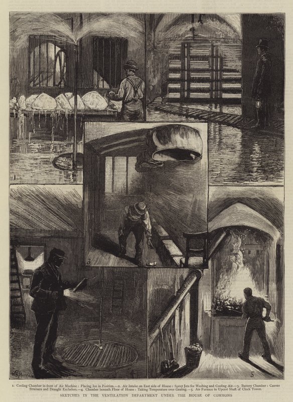 Skitser i Ventilationsafdelingen under Underhuset af William Bazett Murray
