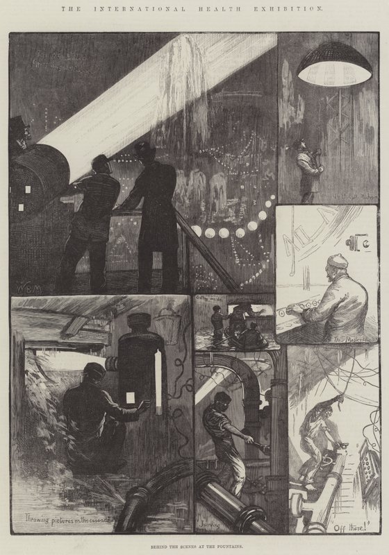 Den internationale sundhedsudstilling, bag kulisserne ved springvandene af William Bazett Murray