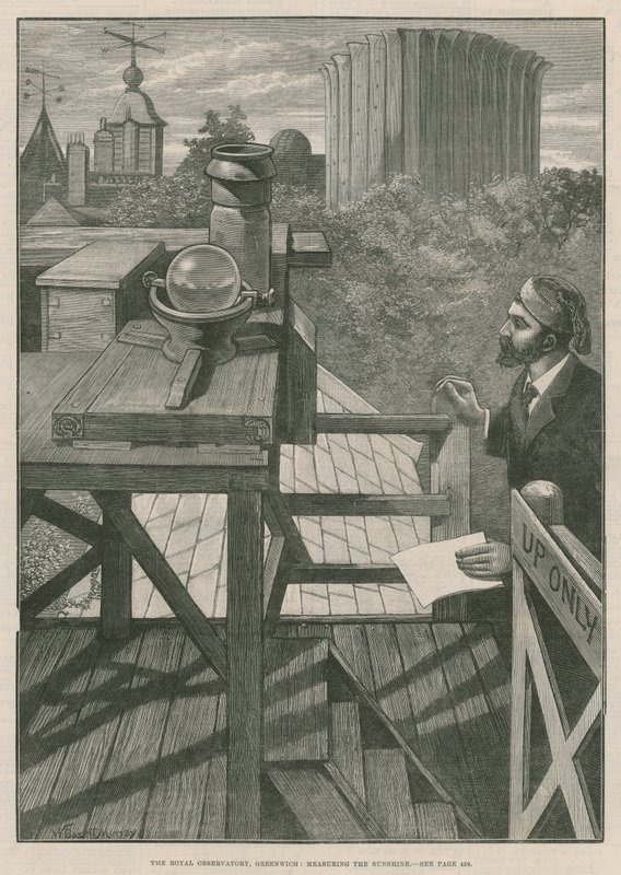 The Royal Observatory, Greenwich; Måling af solskin (gravering) af William Bazett Murray