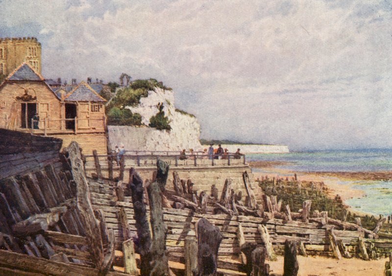 Et gammelt stykke af Broadstairs fra molen (farvelitografi) af William Biscombe Gardner