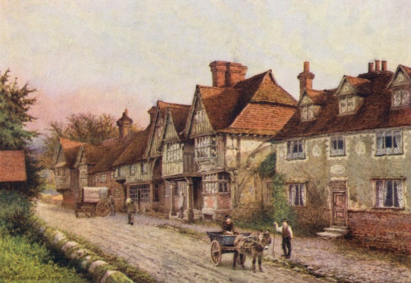 Chiddingstone fra hjørnet af kirkegården (farvelitografi) af William Biscombe Gardner