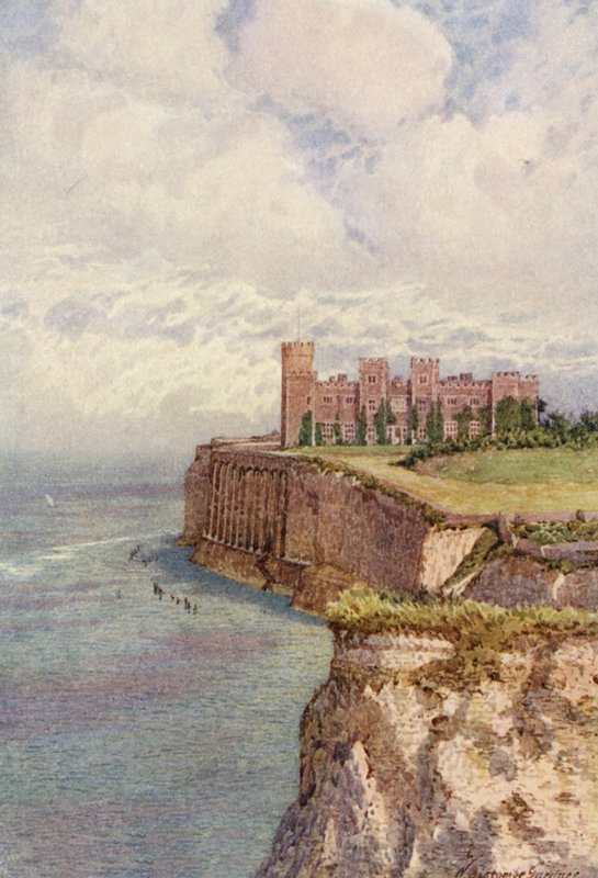 Kingsgate Castle fra vest (farvelitografi) af William Biscombe Gardner