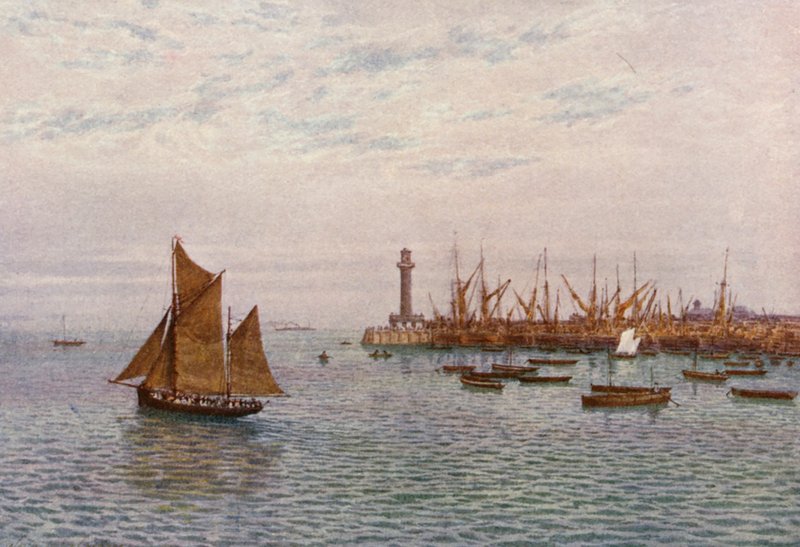 Margate havn (farvelitografi) af William Biscombe Gardner