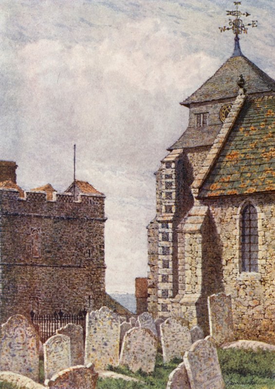 Minster Church, Isle of Sheppey (farvelitografi) af William Biscombe Gardner