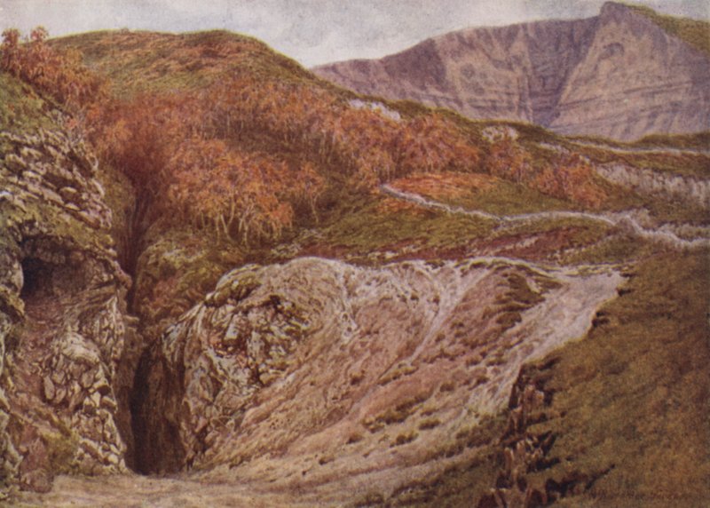 Odin Mine og Mam Tor, nær Castleton (farve litho) af William Biscombe Gardner
