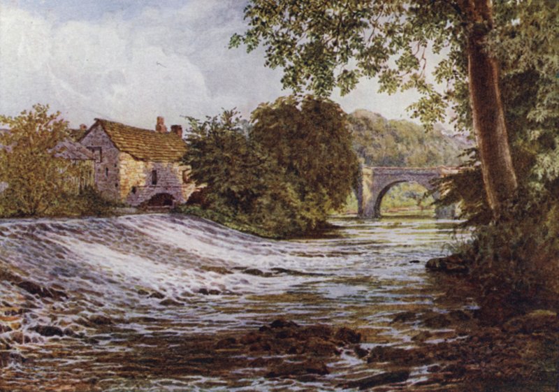 På Derwent, Baslow (farve litho) af William Biscombe Gardner