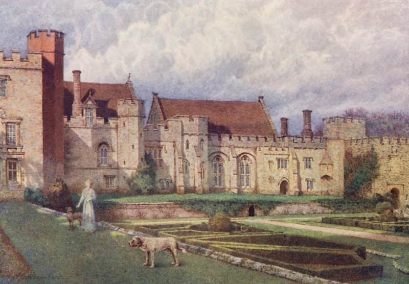 Penshurst Place fra terrassen (farvelitografi) af William Biscombe Gardner