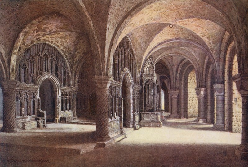 Kapellet for "Vor Frue" i underetagen, Canterbury Cathedral (farvelitografi) af William Biscombe Gardner