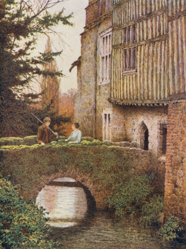 Den østlige side af Ightham Mote (farvelitografi) af William Biscombe Gardner