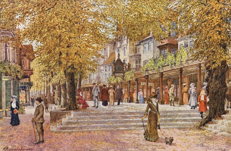 The Pantiles, Tunbridge Wells (farvelitografi) af William Biscombe Gardner