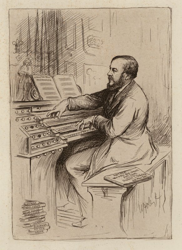 Sir Herbert Oakeley, professor i musik (gravering) af William Brassey (after) Hole