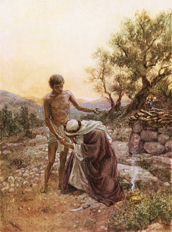 Abraham og Isak ved bjerget Moria af William Brassey Hole