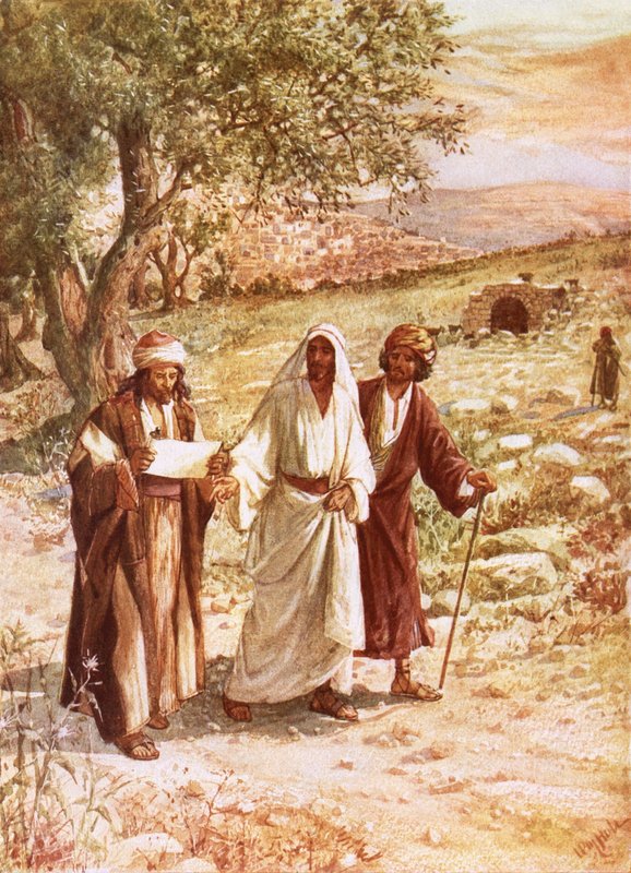Jesus viser sig for to disciple på vejen til Emmaus af William Brassey Hole