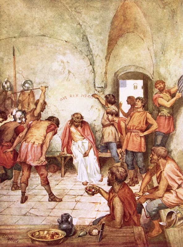 Jesus hånet af romerske soldater af William Brassey Hole