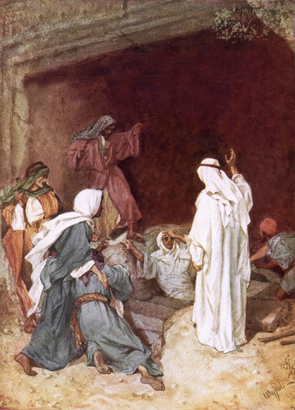 Jesus oprejser Lazarus fra de døde af William Brassey Hole