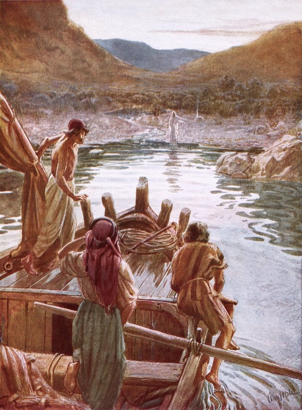 Jesus viser sig selv for Peter og andre ved Genesaret Sø af William Brassey Hole