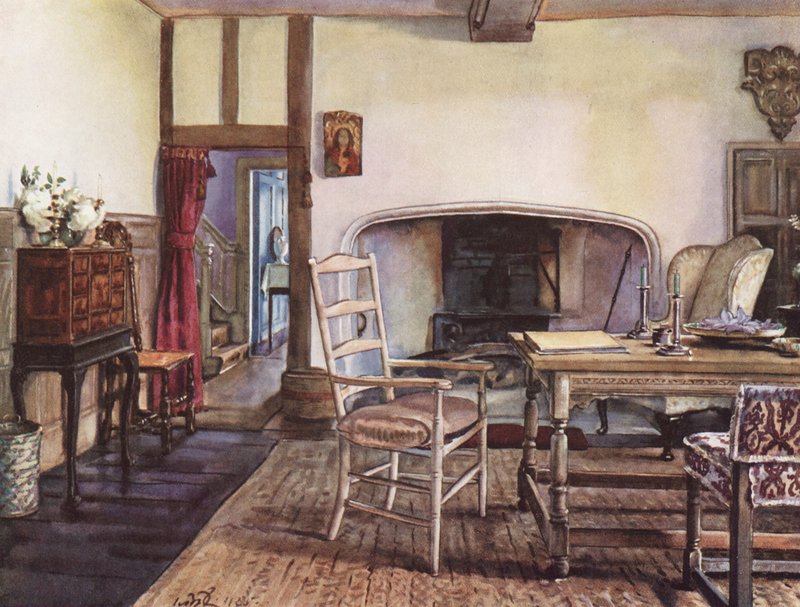 Indvendig udsmykning: En hvid hal (farvelitografi) af William Bruce Ellis Ranken