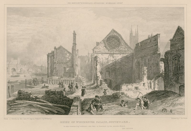 Ruinerne af Winchester Place, Southwark, London af William Capon