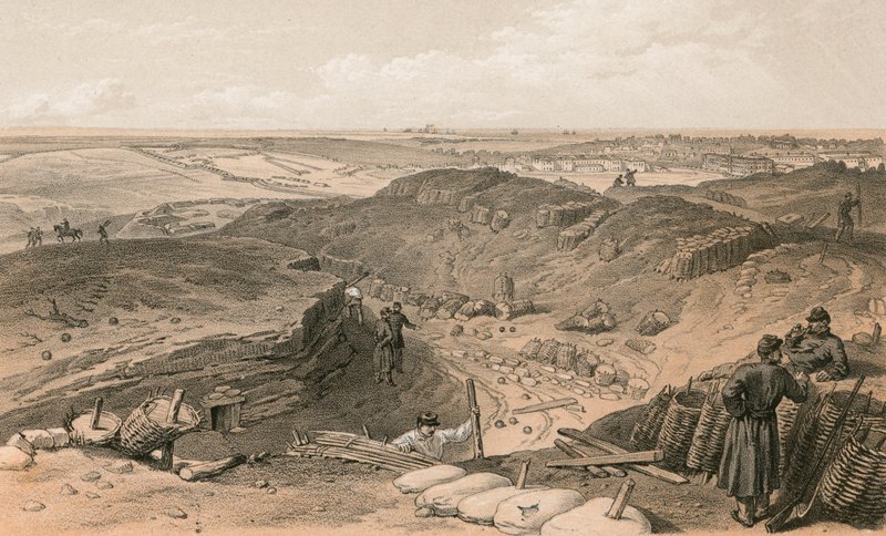 Grøft af Malakoff, Battery Gervais og bagsiden af Redan af William Crimea Simpson