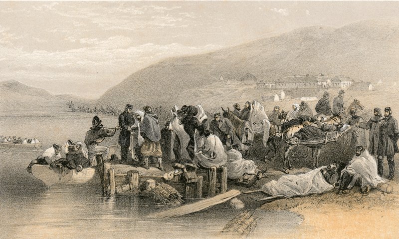 Indskibning af de syge ved Balaklava af William Crimea Simpson
