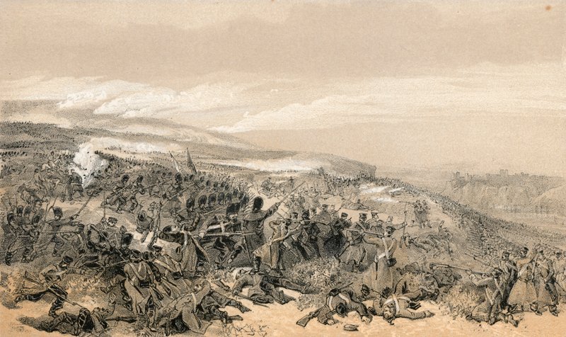 Anden anklage fra vagterne, da de gentog de to kanonbatterier i slaget ved Inkermann af William Crimea Simpson