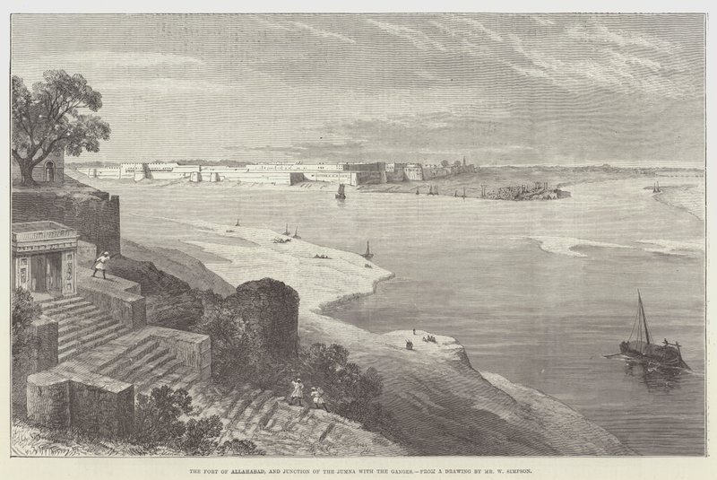 Fortet i Allahabad og krydset mellem Jumna og Ganges af William Crimea Simpson