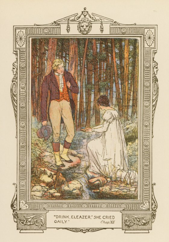 "Drik, Eleazer," råbte hun muntert" (farvelitografi) af William Cubitt Cooke