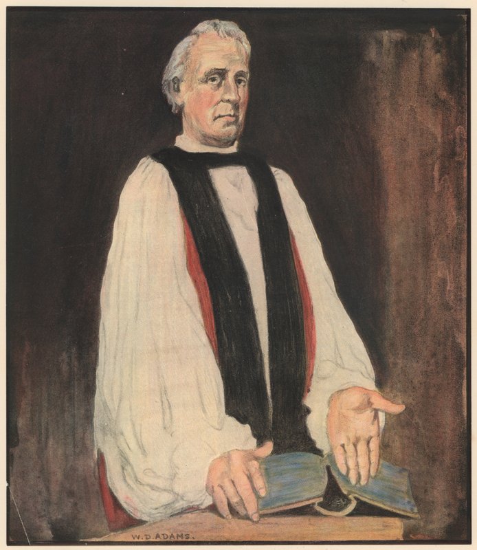 Biskoppen, "Lad dit lys skinne så" (farve litho) af William Dacres Adams