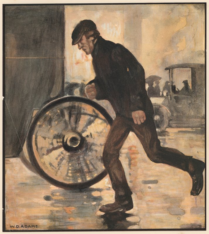 The Cab Runner, "The weary miles" (farve litho) af William Dacres Adams