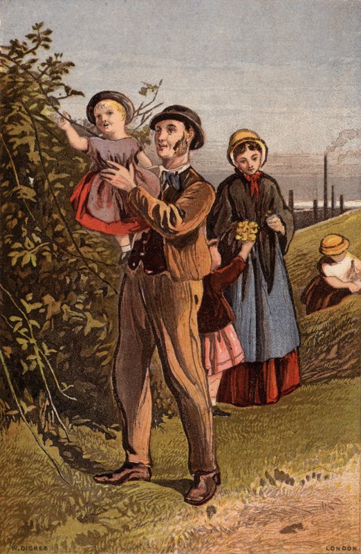 The Country Walk: familievandring på landet (chromolitho) af William Dickes