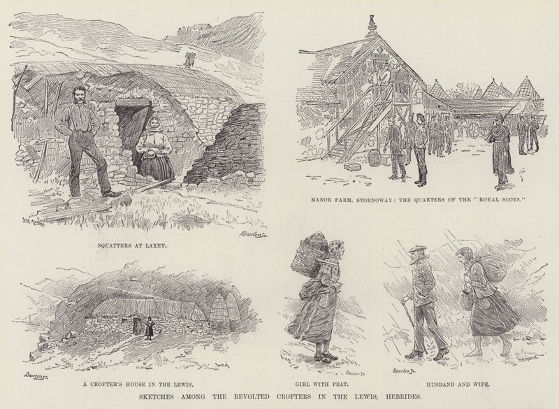 Skitser blandt de oprørte kroftere i Lewis, Hebriderne af William Douglas Almond