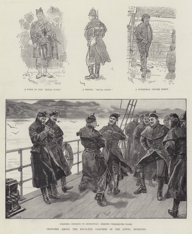 Skitser blandt de oprørte kroftere i Lewis, Hebriderne af William Douglas Almond