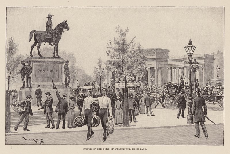 Statue af hertugen af Wellington, Hyde Park (kobberstik) af William Douglas Almond