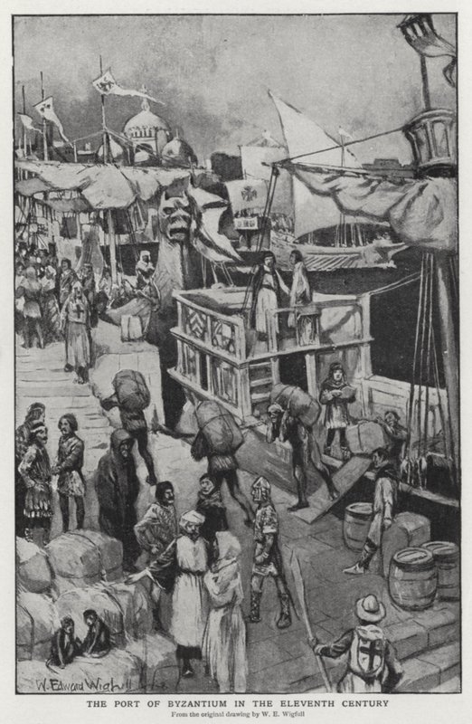 Byzans havn i det ellevte århundrede (litho) af William Edward (after) Wigfull