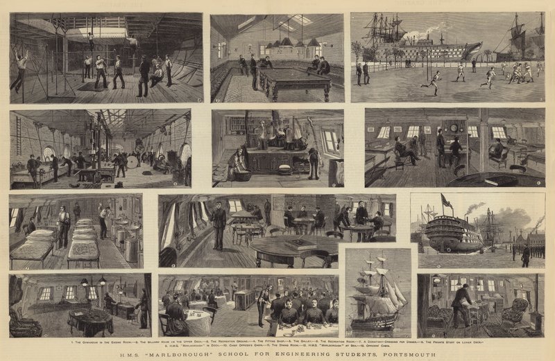 HMS Marlborough School for Engineering Students, Portsmouth af William Edward Atkins