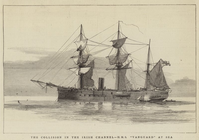 Kollisionen i den irske kanal, HMS Vanguard at Sea af William Edward Atkins