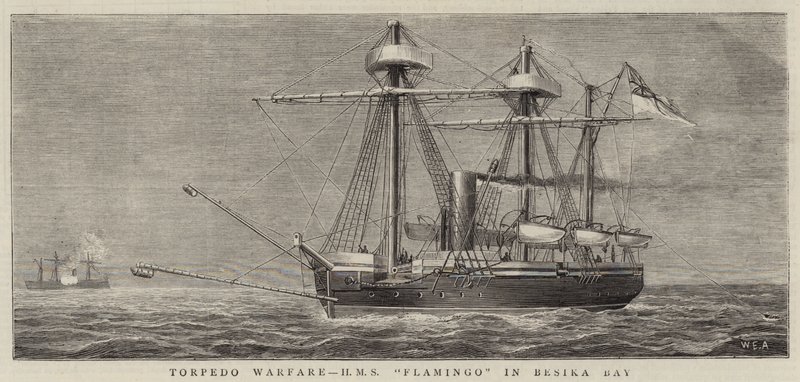 Torpedo Warfare, HMS Flamingo i Besika Bay af William Edward Atkins