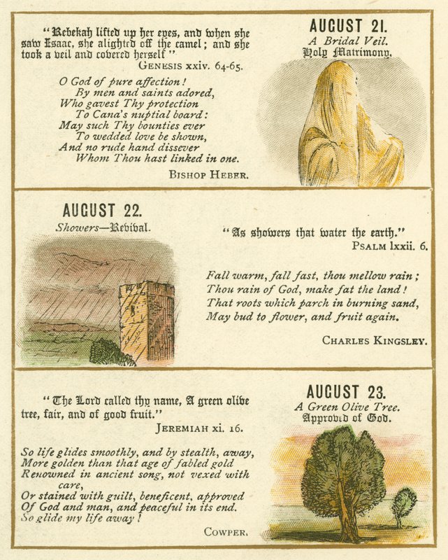 Side fra The Bible Emblem Anniversary Book (farvelitografi) af William Foster