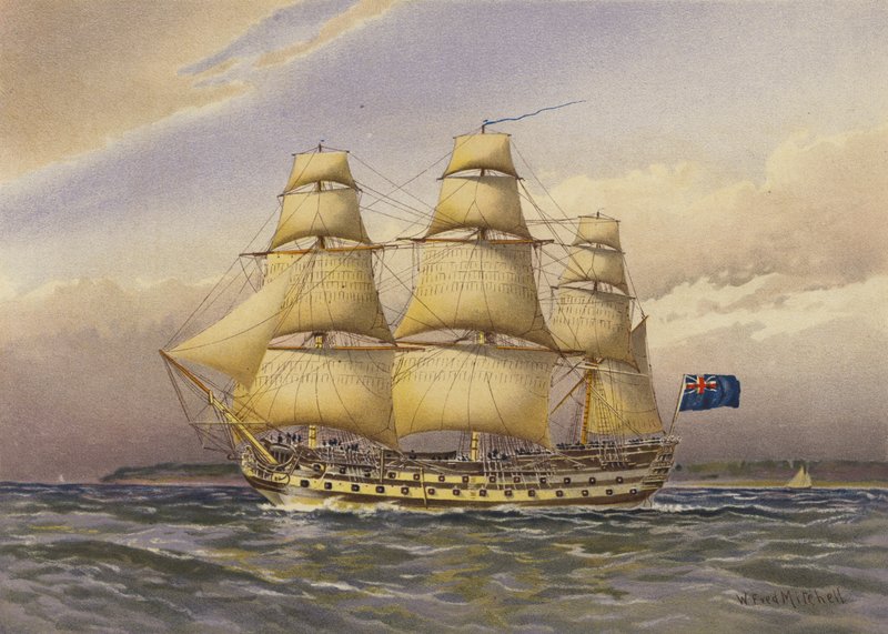 Slagskib, omkring 1760 af William Frederick Mitchell
